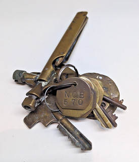 VINTAGE BRASS COLLIERY PIT CHECK NCB COAL MINE KEY TOOL MINING TAG SET