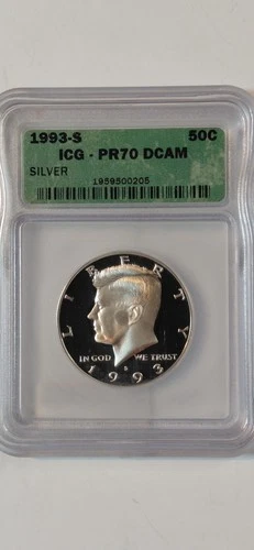 1993-S Silver Kennedy Half Dollar 50c PR 70 DCAM PROOF