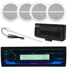 JVC Marine AUX USB Radio CD Receiver w/ Cover, 4x 6.5" Speakers, Antenna