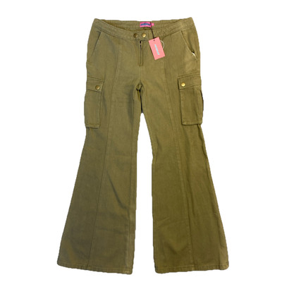 Y2K Edikted Cargo Pants Flare Baggy Women s Medium Olive Green 32x32 100% Cotton