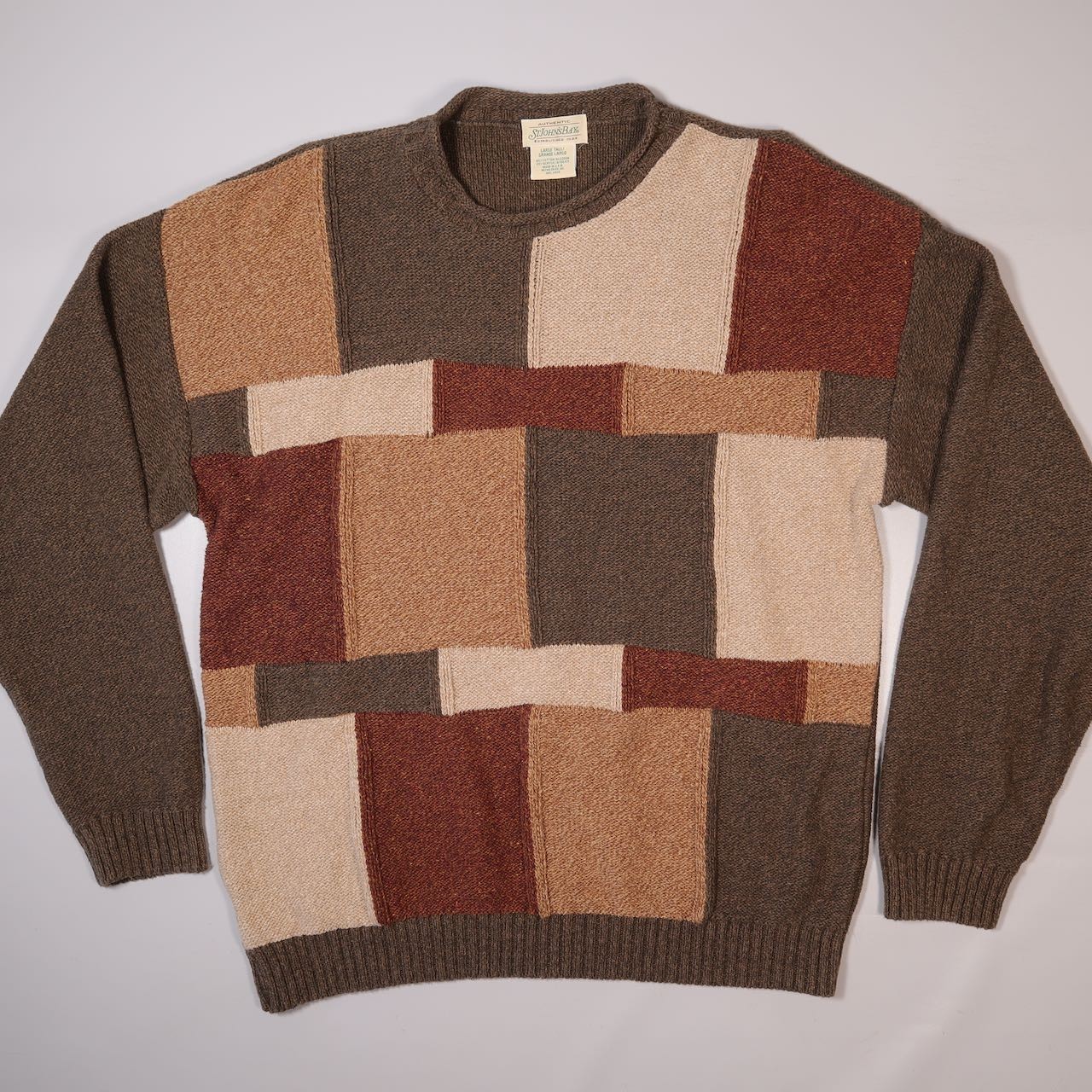 Vintage St. John Bay Patchwork Pattern Sweater Ma… - image 1