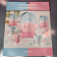 The Big Reveal Gender Pink Blue Baby Shower Party Table Decorating Kit