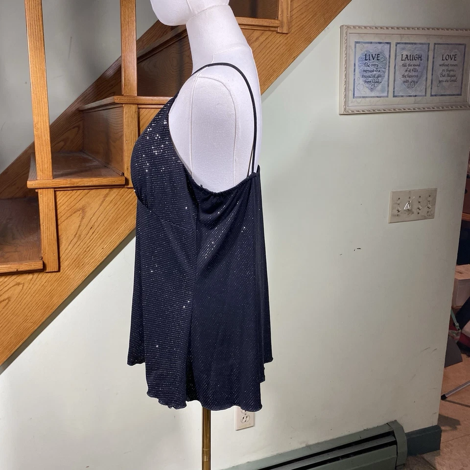 Camisola Babydoll Studio 1940 para mujer talla L Y2K negra brillante Whimsygoth Fairy Foto 3 de 4