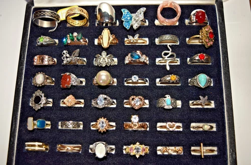 Vintage Estate Costume Jewelry LOT 42 RINGS ALL Wearable Stainless Steel Spinner
