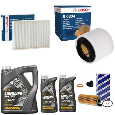 7L MANNOL 5W30 BOSCH SERVICE KIT FOR AUDI A4 AVANT 3.0 TDI SE 2007-15