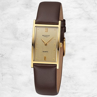 Regent Leder Damen Uhr Armbanduhr Quarz dunkelbraun Lederarmband URF1509