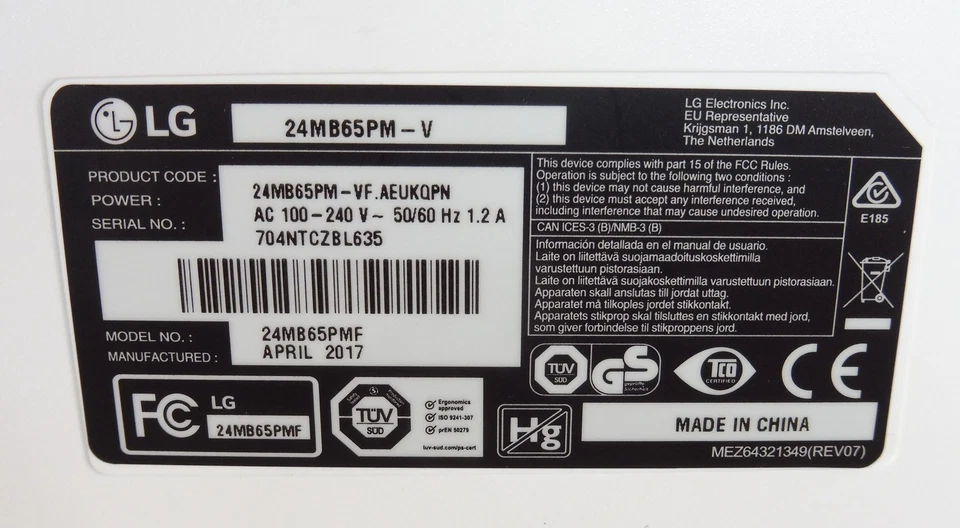 LG 24MB65PM-V 1920x1200 24Zoll Full-HD Monitor DVI-D Pivot VESA Zustandsnote B - Bild 4 von 4