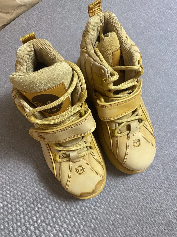 Buffalo 39 Platform Classic 1348 Gelb Weiss Sneakers Woman Used Rave Party - Imagen 2 de 4