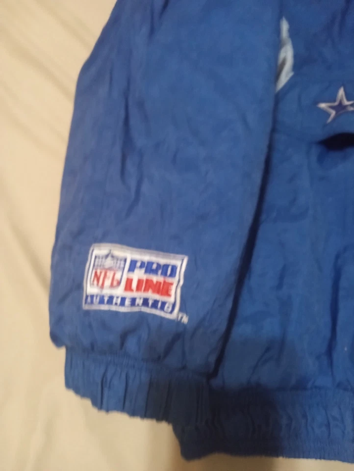 Chaqueta acolchada pulóver azul vintage de los 90 NFL Starter Dallas Cowboys L 1/2 cremallera Foto 4 de 4