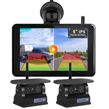 Wireless Solar Magnetic Backup Camera 5" DVR Touch Monitor for Caravan Truck RV