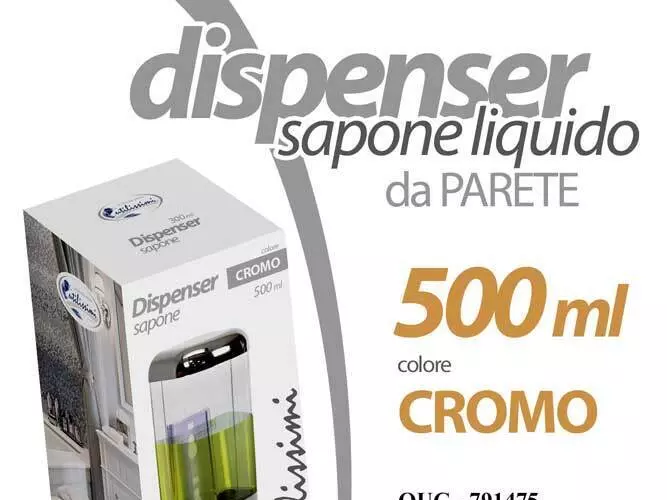 DISPENSER 500 ML PORTA SAPONE LIQUIDO DA PARETE MURO IGIENIZZANTE IGIENIZZA - Immagine 3 di 4