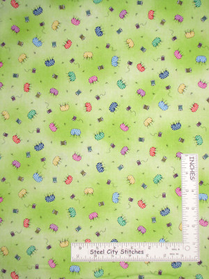 Sew Thread Pin Cushion Notions Green Cotton Fabric Follies QT - By The Yard