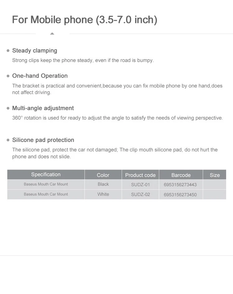 Baseus Auto Dashboard Mobile Phone Bracket Car Smart Phone Holder GPS Clip Mount - Image 2 of 4