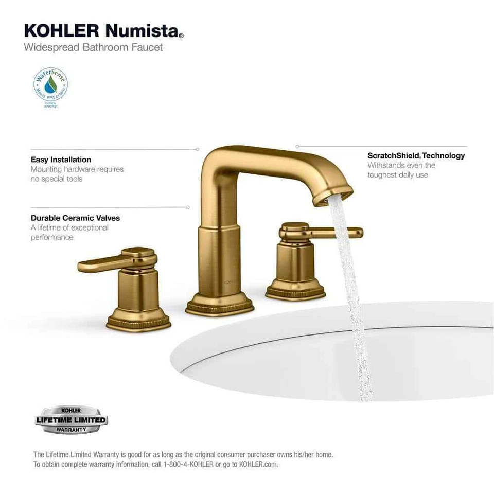 KOHLER Numista 8 in. Widespread Bathroom Faucet in Vibrant Brushed Moderne Brass - Image 4 of 4
