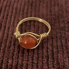 Orange Stone Wire Wrapped Ring Size 9