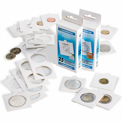 LEUCHTTURM Münzrähmchen TACK 37,5 mm, zum Heften, 25 Stück NEU 010