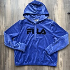 Fila Women s Velour Quarter Zip Hoodie Marlyn Purple XXL