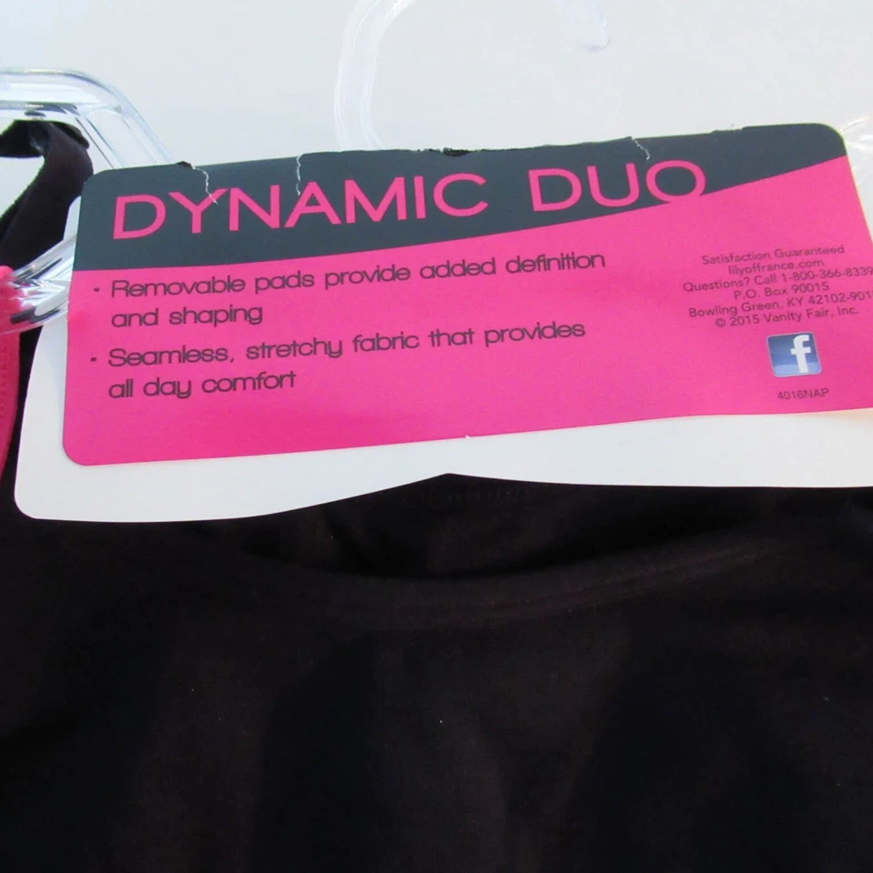 Sujetador deportivo activo Lily of France 2XL negro y rosa dúo dinámico paquete de 2 NUEVO Foto 3 de 4