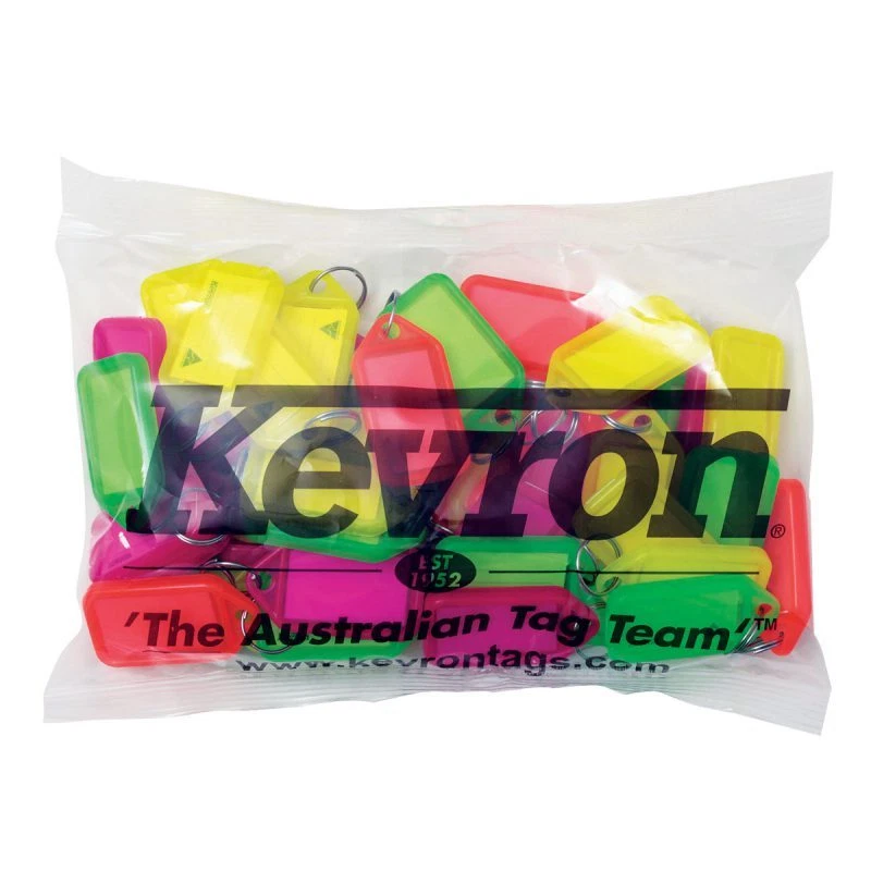 Bulk Office Key Tags 2 x Bags Of 50 MIXED FLUORO Plastic KEVRON Tags-FREE POST - image 2 of 4