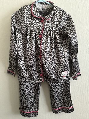 Carters Leopard Cheetah Cat Animal Print 2 Piece Grey Black Pink Pjs Pajamas 12