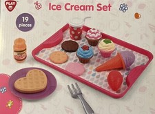Ice Cream Food Toy Set 19 Pcs Cupcakes Cookies Heart Waffle Strawberry Maple