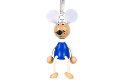 Krokido 40213 Schwingfigur ''Maus'' Federfigur Holz mit Ziehfeder 