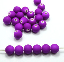 100 Matte Neon Purple Color Acrylic Round Beads 10mm 3/8" Rubber Tone