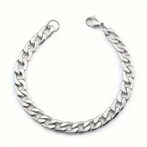 8mm Stainless Steel Bracelet Cuban Link Chain "7.5" Long - Picture 1 of 2