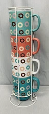 Stacking Cup Set Donut Theme Coffee Tea Mug, Lot Of 4 Boston Warehouse