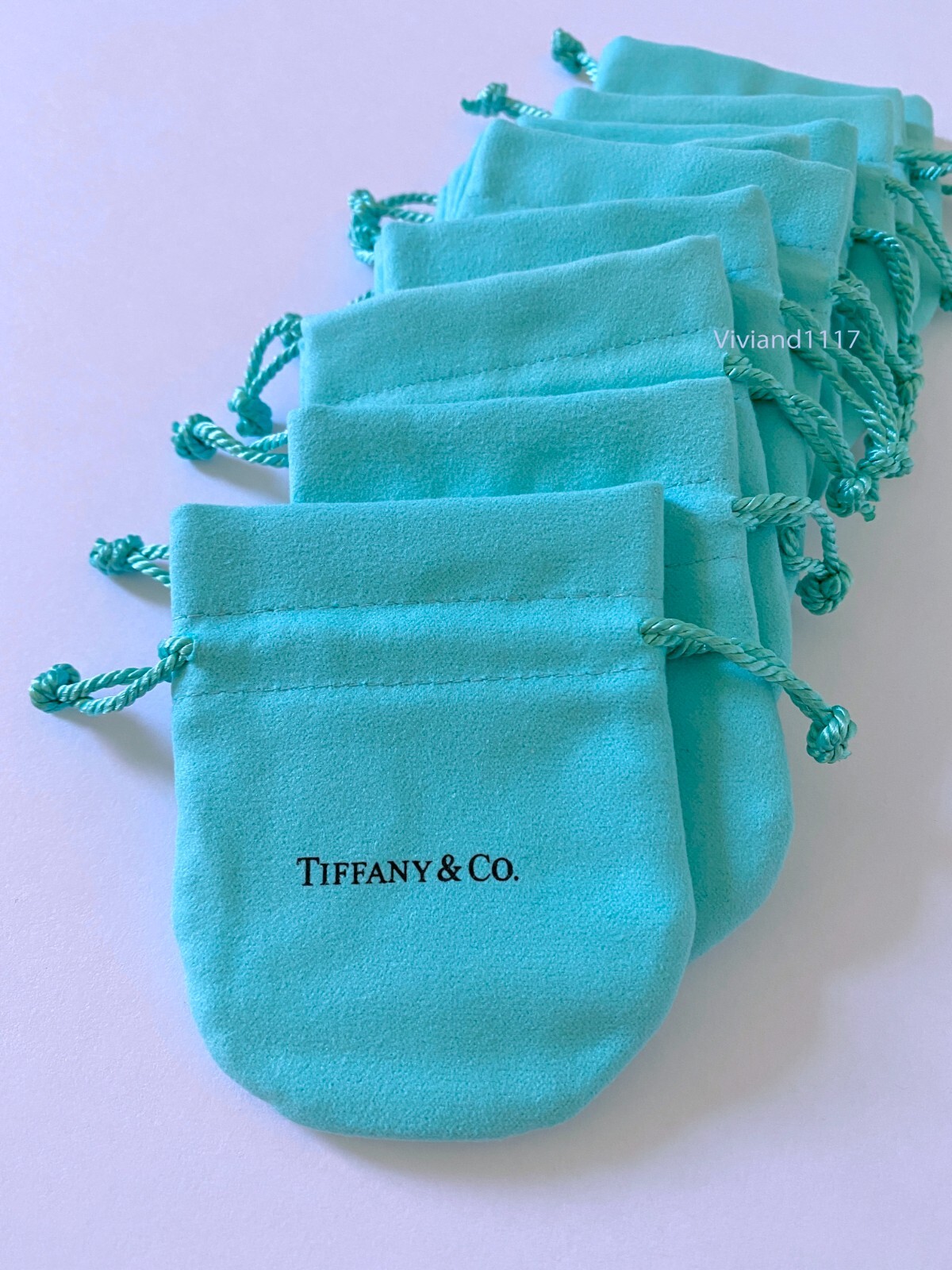 10pc Tiffany & Co Packaging Small Blue Drawstring Closure Jewelry Pouches- New!