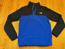 North Face 1/4 Snap Neck Fleece Pullover Blue Black Boys XL 18-20 Jacket
