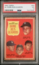 1962 Topps #53 A.L. Home Run Leaders - Maris, Mantle, Killebrew, Gentile PSA 3