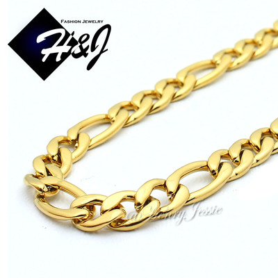 18-40''MEN's Stainless Steel 6mm Silver/Gold Plated Figaro Link Chain Necklace