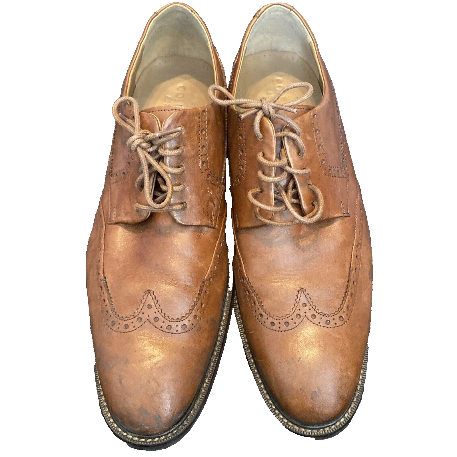 SAOLA Scarpe eleganti Cole Haan Grand OS in pelle marrone con punta alare da uomo taglia 9 1 2 M C20322