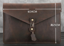 file Folder pocket cow Leather laptop bag Briefcase iPad Case pouch brown 620