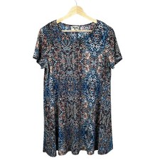 Show Me Your Mumu Womens Multicolored Paisley Short Sleeve Tunic Top Medium