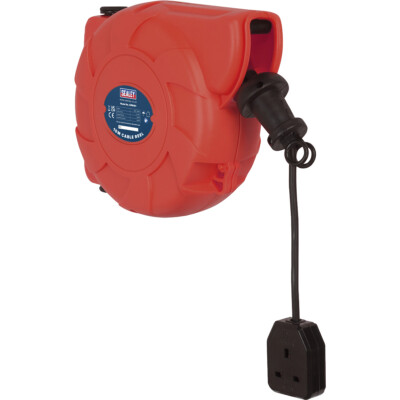 10 Meter einziehbares Kabeltrommelsystem - 1 x 230V Steckdose - Verbundgehäuse