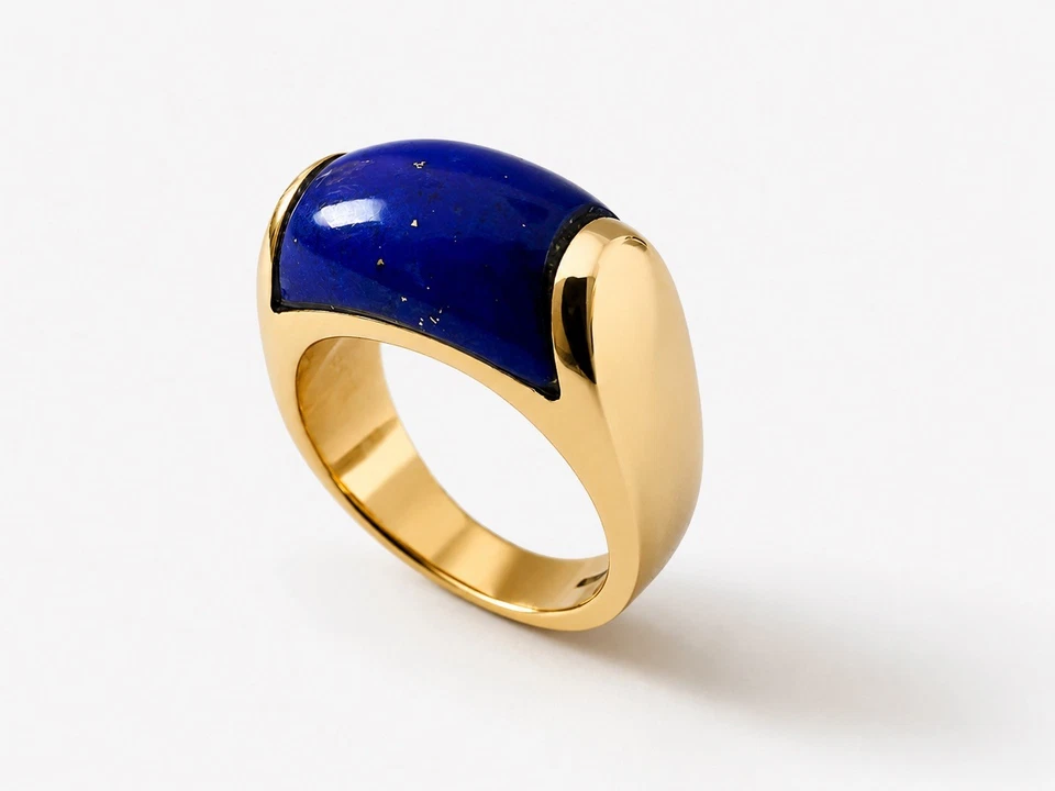 Bulgari Tronchetto 18K (750)Gold Ring Lapislazuli Gr.48 - Bild 1 von 4