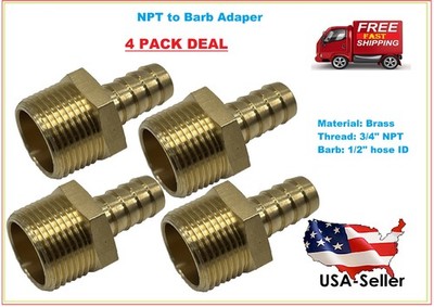 4 Pack Hex Adapter 3/4''  Male NPT to  1/2'' Hose Barb