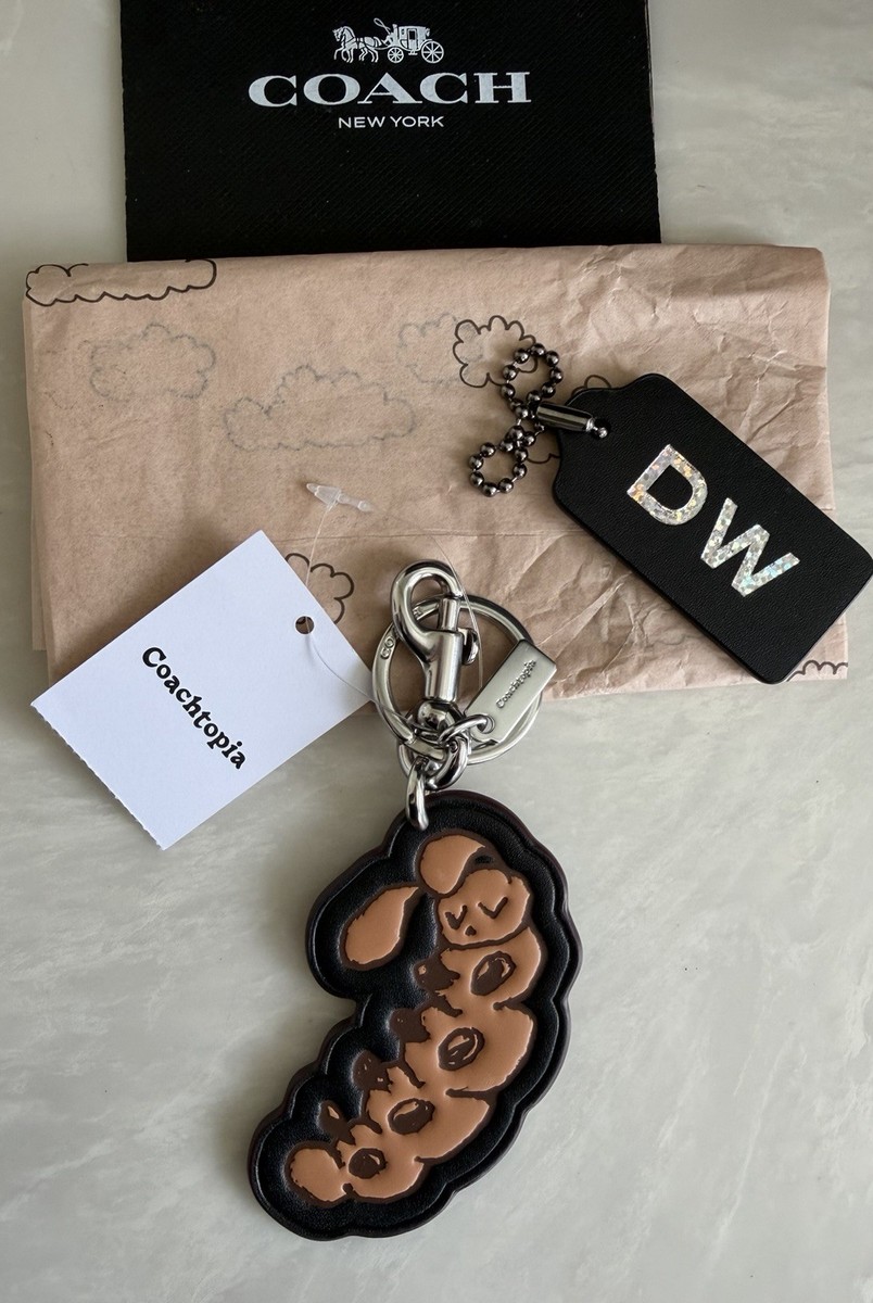 NWT COACH CATERPILLAR BROWN/BLACK UPCRAFTED LEATHER BAG CHARM