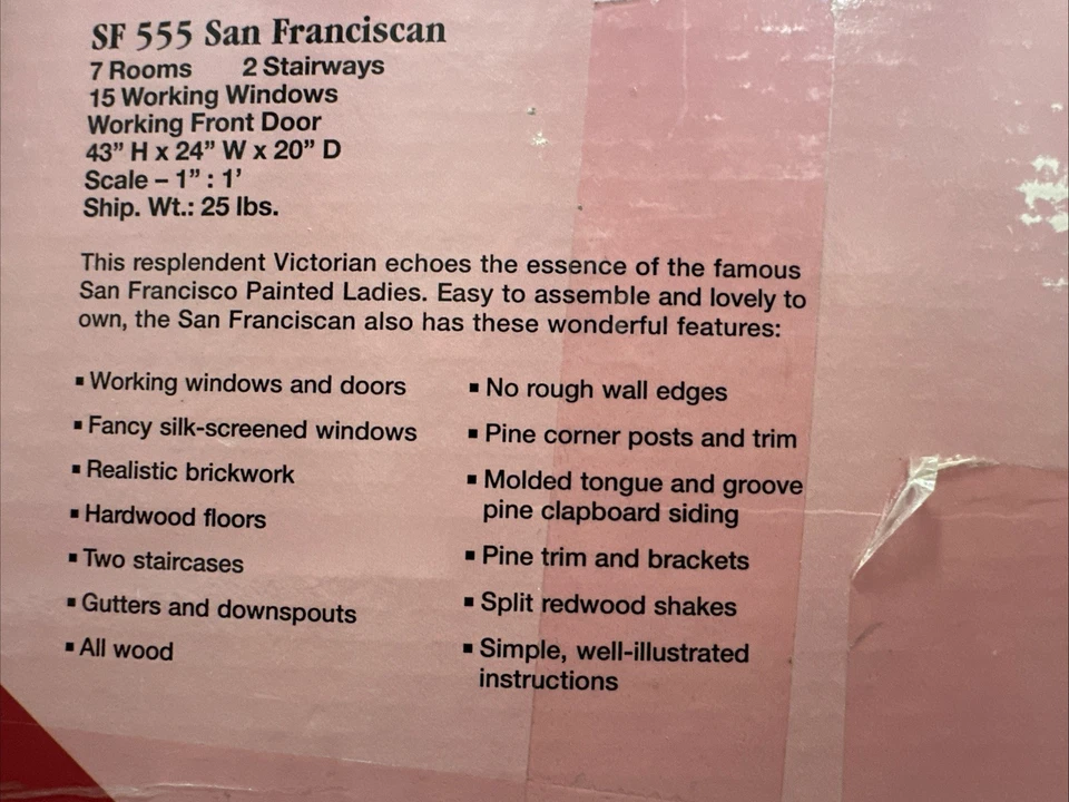 Kit de casa de muñecas de madera Dura-Craft vintage Mansión de San Francisco SF 555 NOS Foto 3 de 4