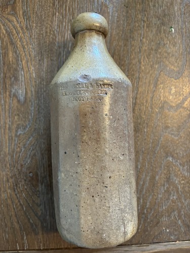 Rare 1850s Hartwell & Baker Knickerbocker Root Beer Stoneware Bottle 12 Sided