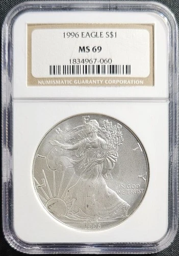 1996 American Silver Eagle 1oz ☆ MS-69 NGC Brown Label ☆ Free Shipping