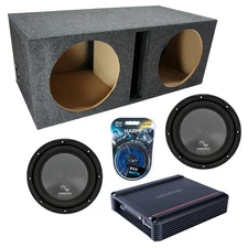 Vented Loaded Dual Enclosure w/ HA-R124 12" Sub, 500W Amplifier & 8GA Amp Kit