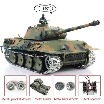 FLASH DEAL 1/16 Heng Long 3819 Panther V RTR 7.0 IR BB RC Tank Metal Tracks