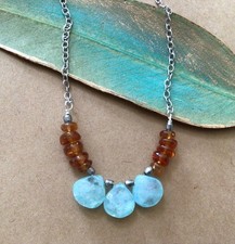  229 Natural Genuine Aquamarine Sundance Charm Handmade Silver Jewelry Necklace