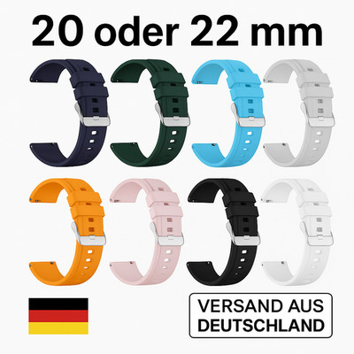 20 | 22 mm Silikon Uhrenarmband Ersatz Armbanduhr Smartwatch Band