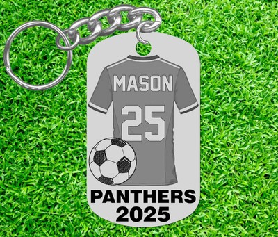 2025 SOCCER High School Grad Gift Keychain, Personalized w Name, Team, Number
