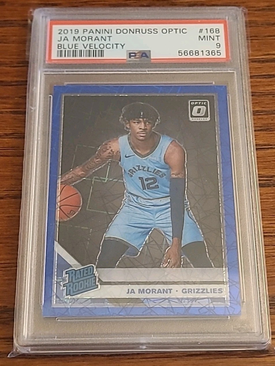 2019 Donruss Optic Rated Rookie Blue Velocity Prizm #168 JA MORANT RC PSA 9 Mint
