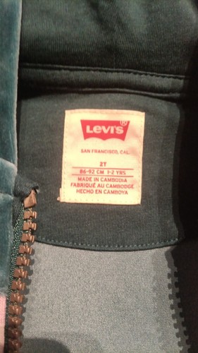 Levi's Girls Velour Jogger Jacket Blue Teal Size 2T NWT - Picture 4 of 7